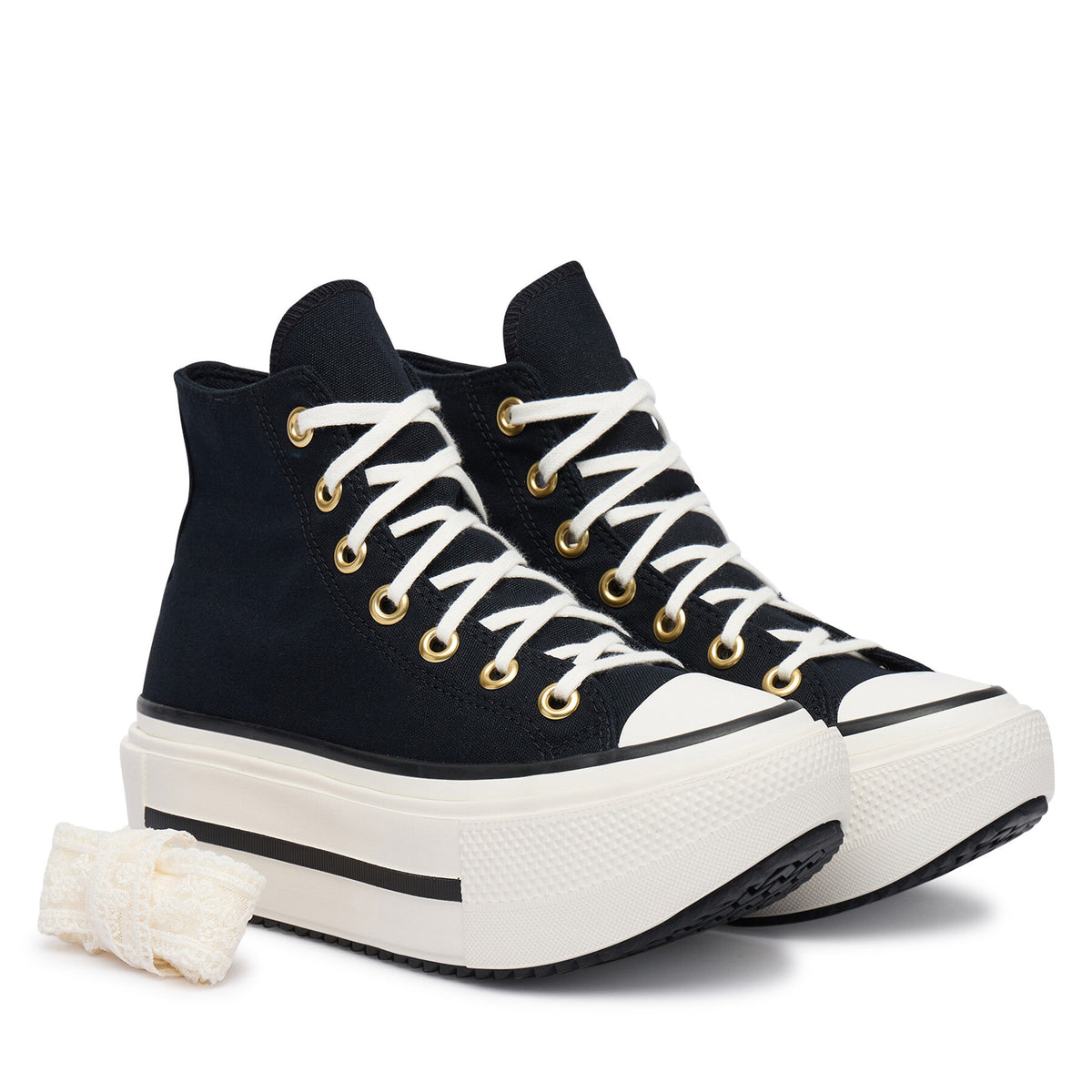 Converse Кецове Chuck Taylor All Star Lift Double Stack Lace A20780C Черен