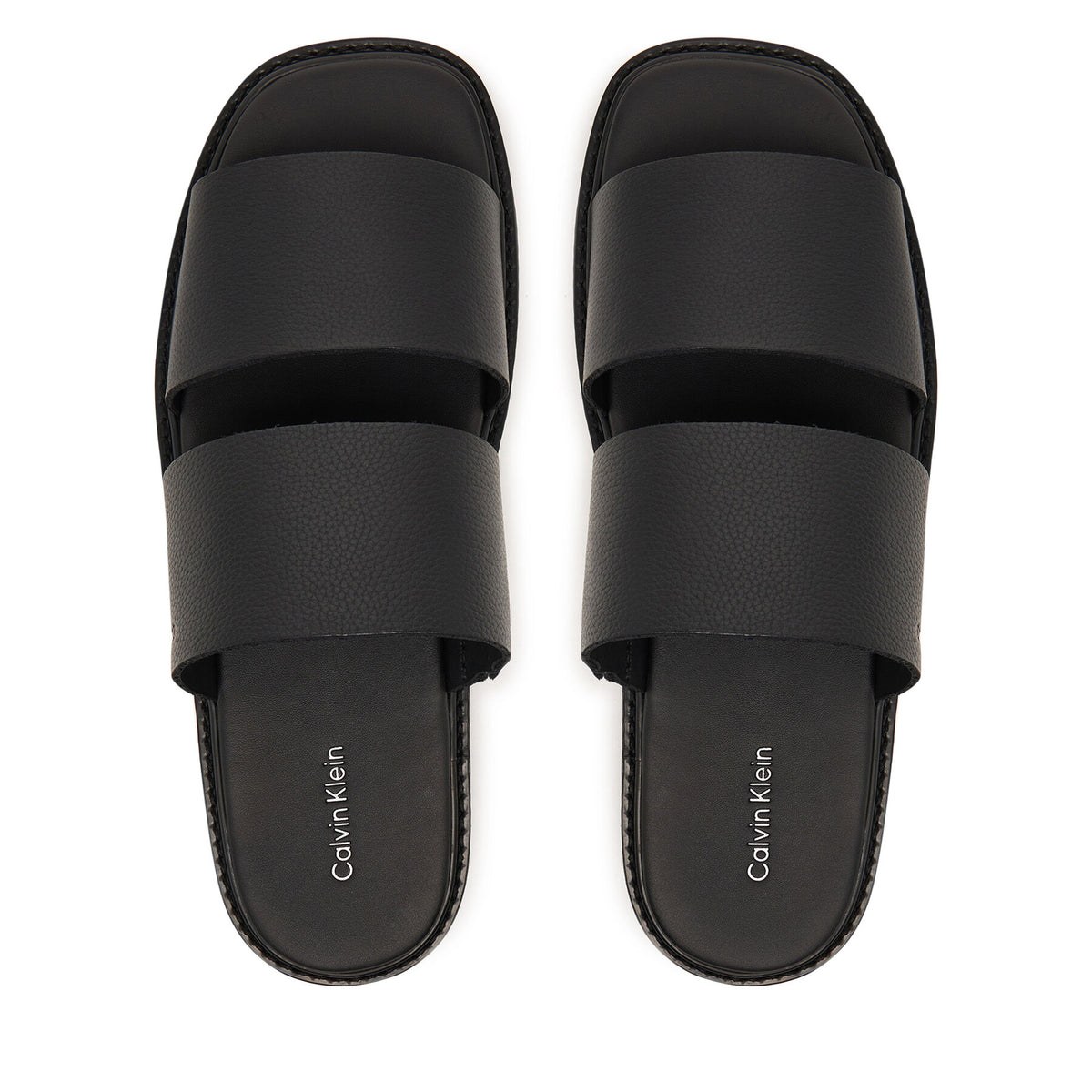Calvin Klein Чехли Sq Molded Sandal Db Lth HM0HM02234 Черен