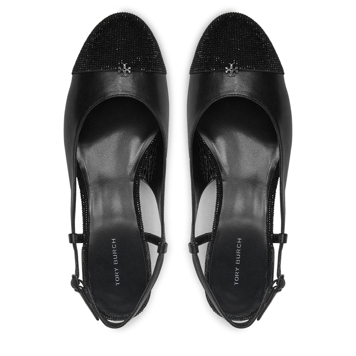 Tory Burch Обувки на ток Cap-Toe Pave Singback Pump 160256 Черен