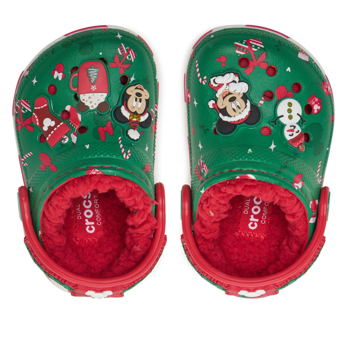 Crocs Чехли Classic Mickey Xmass Lined Clog T 210815 Зелен