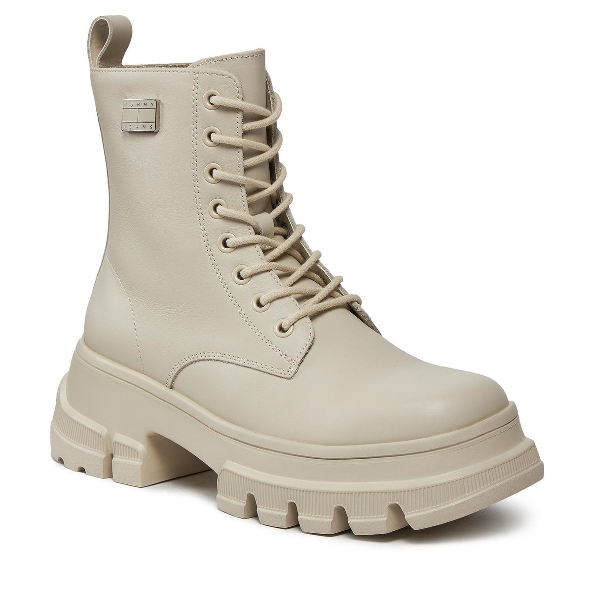 Tommy Jeans Туристически oбувки Tjw Chunky Leather Boot EN0EN02503 Бежов