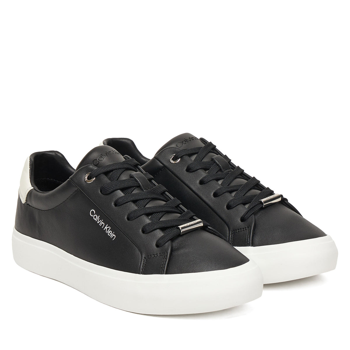 Calvin Klein Сникърси Vulc Lace Up Lth/Moire Bt HW0HW02747 Черен