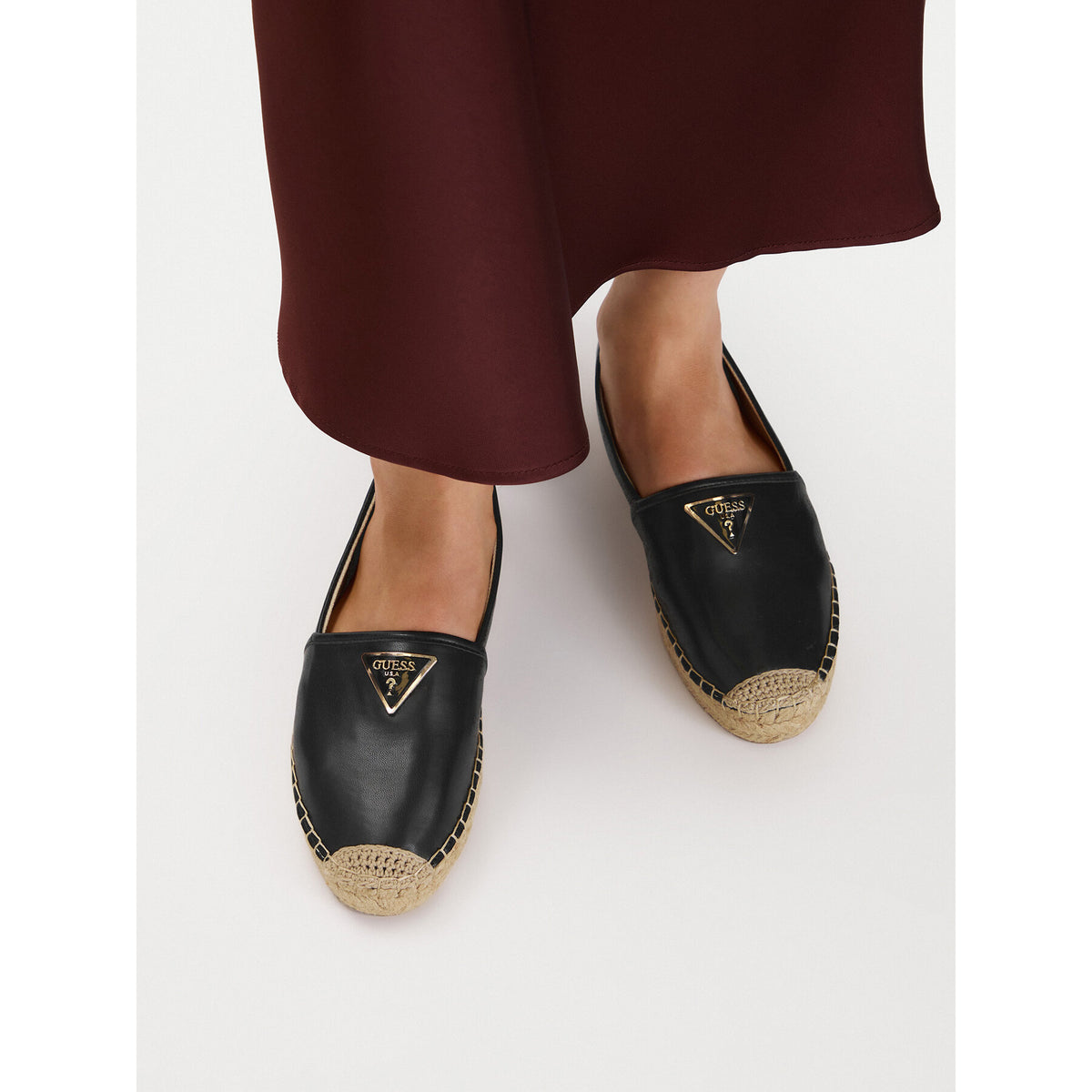 Guess Еспадрили FLJLND LEA14 Черен