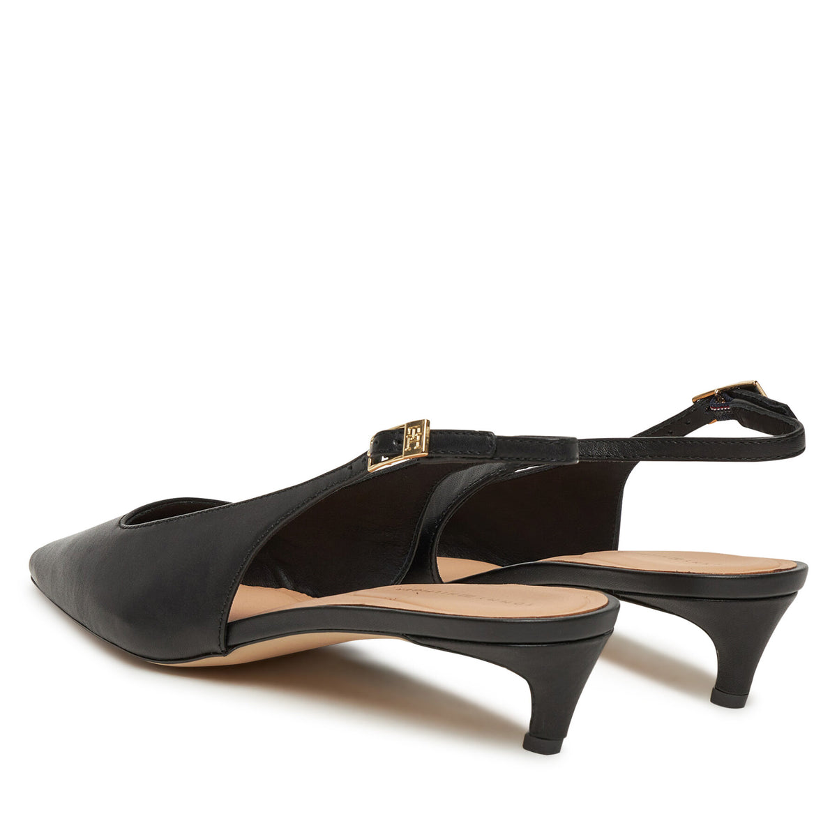 Tommy Hilfiger Обувки на ток Squared Toe Kitten Slingback FW0FW08711 Черен