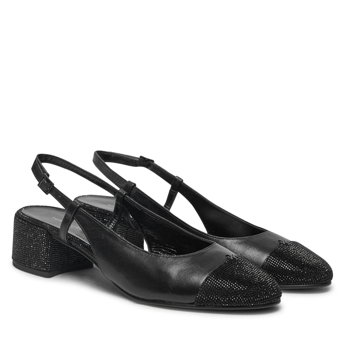 Tory Burch Обувки на ток Cap-Toe Pave Singback Pump 160256 Черен