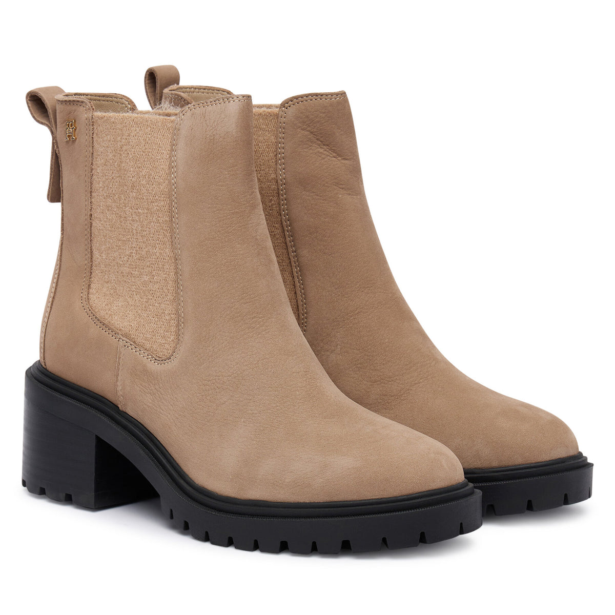 Tommy Hilfiger Боти Th Nubuck Chelsea Cleated Heel FW0FW09158 Бежов