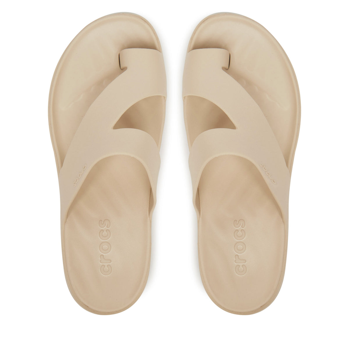 Crocs Джапанки Getaway Platform Toe Loop 210834 Бежов