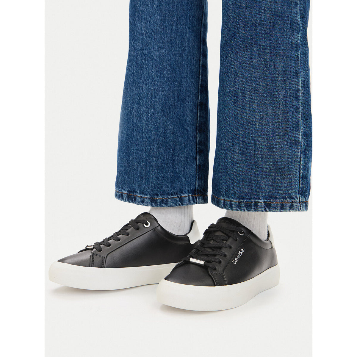 Calvin Klein Сникърси Vulc Lace Up Lth/Moire Bt HW0HW02747 Черен