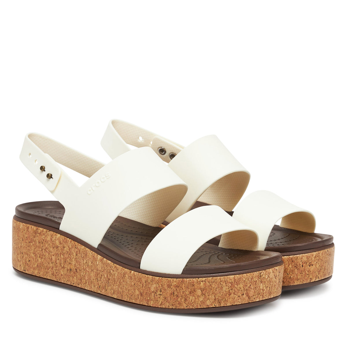 Crocs Сандали Brooklyn Cork Low Wedge 211144 Екрю