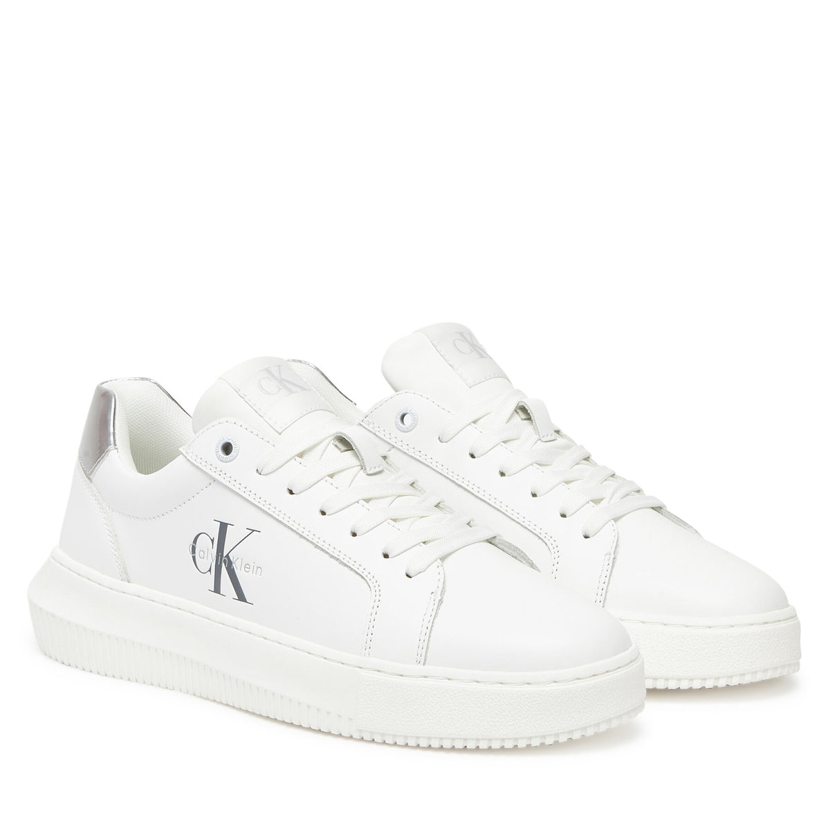Calvin Klein Jeans Сникърси Chunky Cupsole Lth Silver YW0YW01876 Бял