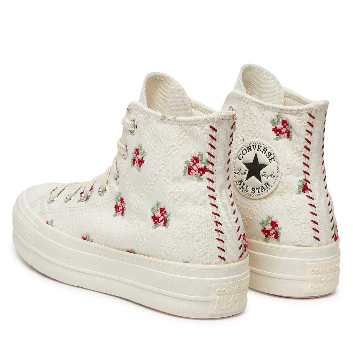 Converse Кецове Chuck Taylor All Star Lift Platform Rose Cross Stitch A13659C Бял