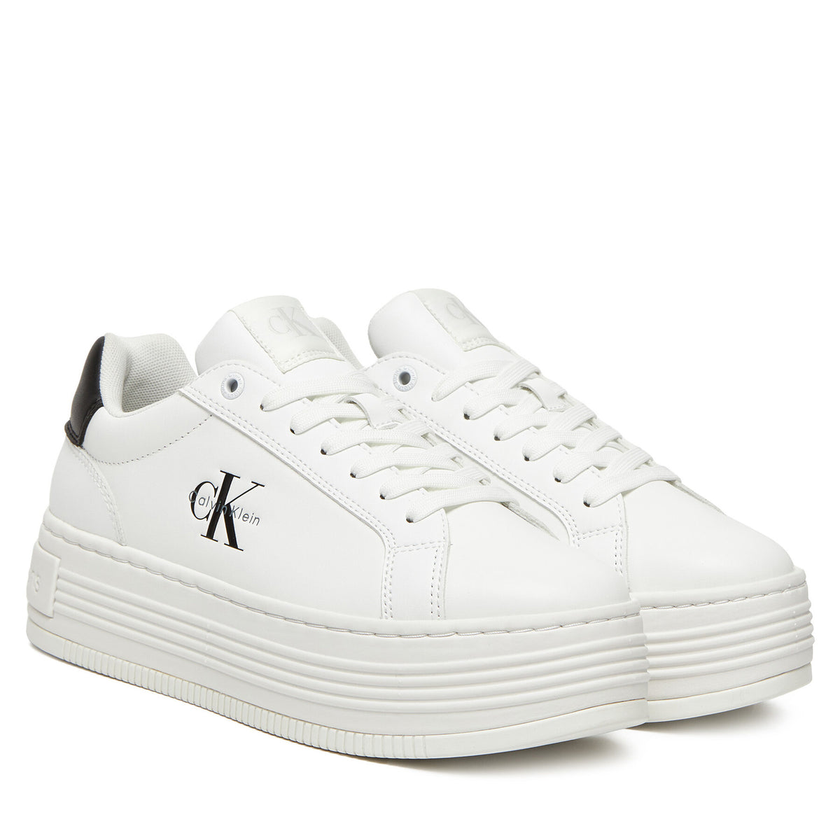Calvin Klein Jeans Сникърси Bold Flatf Low Lace Lth YW0YW01878 Бял