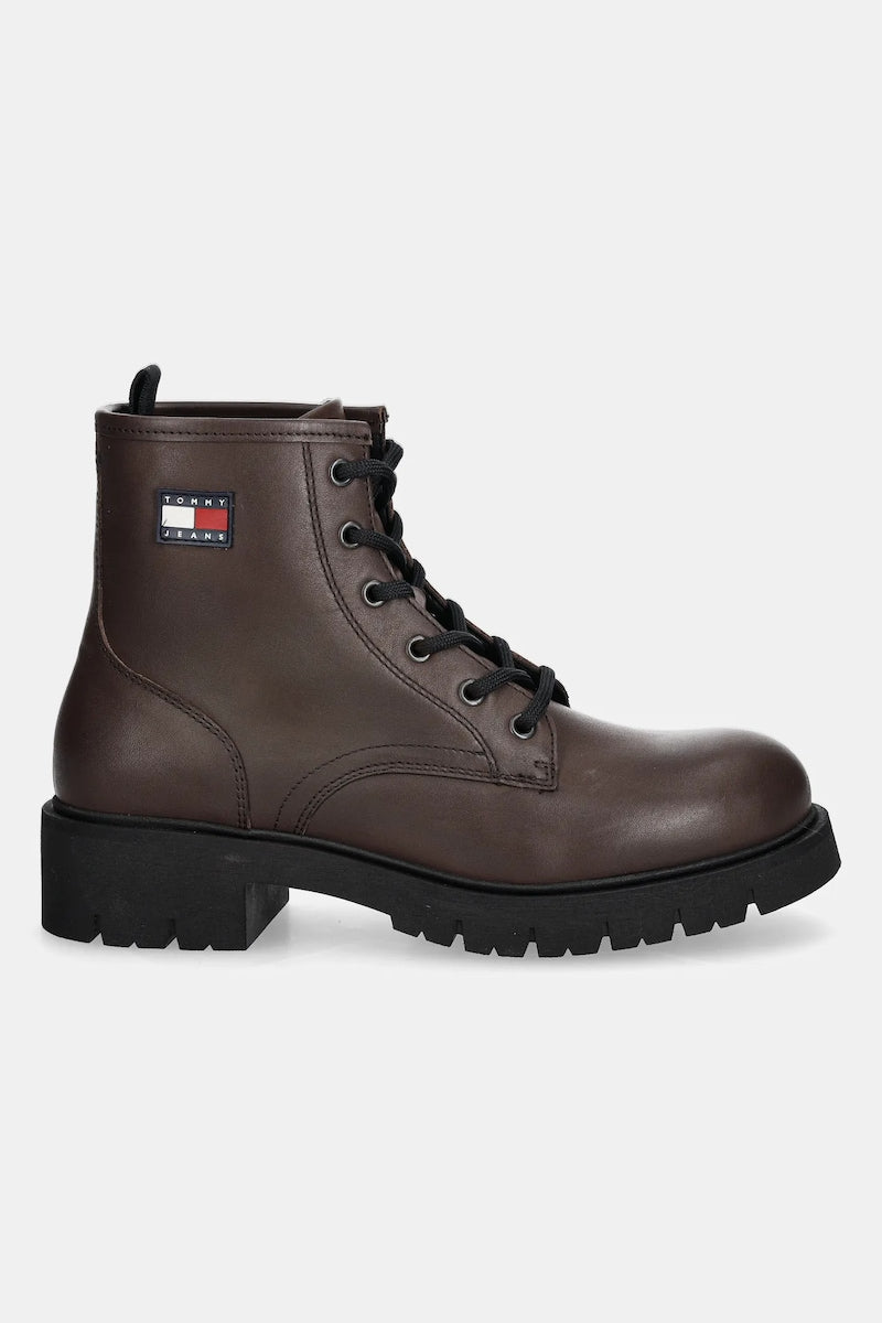 Кожени боти Tommy Jeans TJW LACE UP LEATHER BOOT