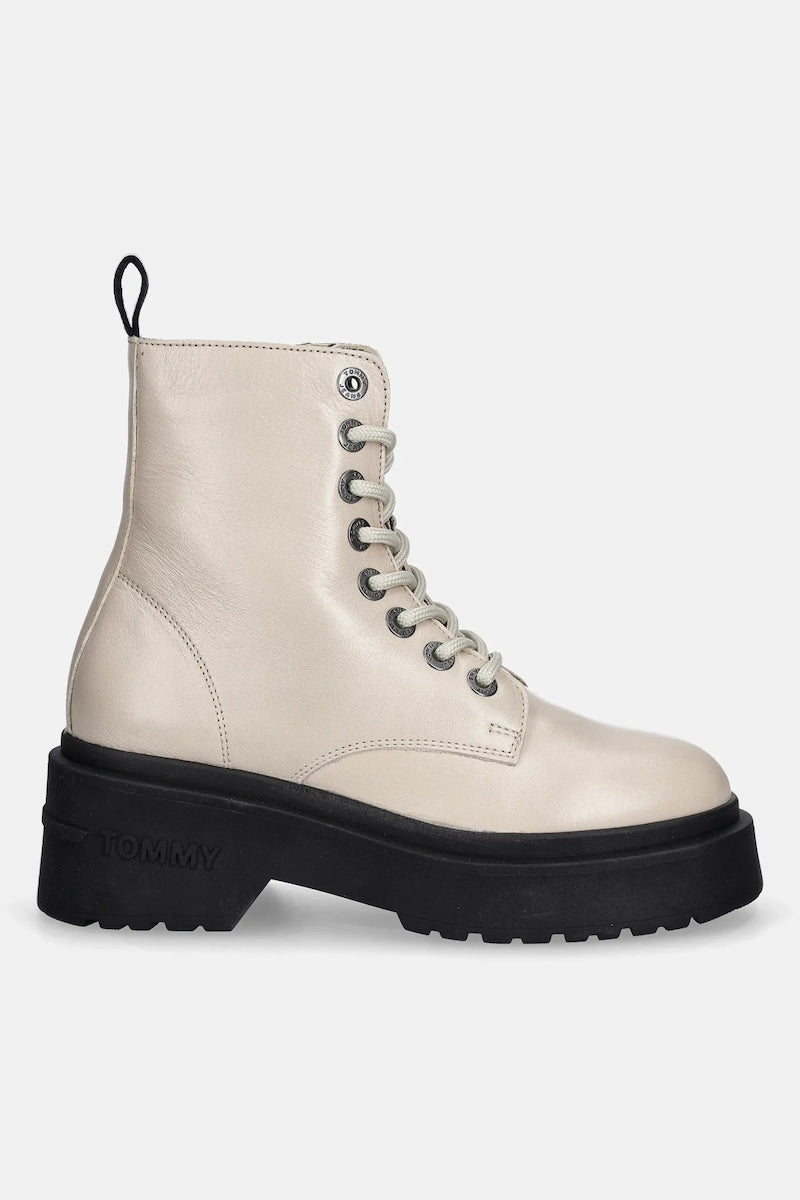 Кожени кубинки Tommy Jeans TJW CHUNKY SHINY LEATHER BOOT