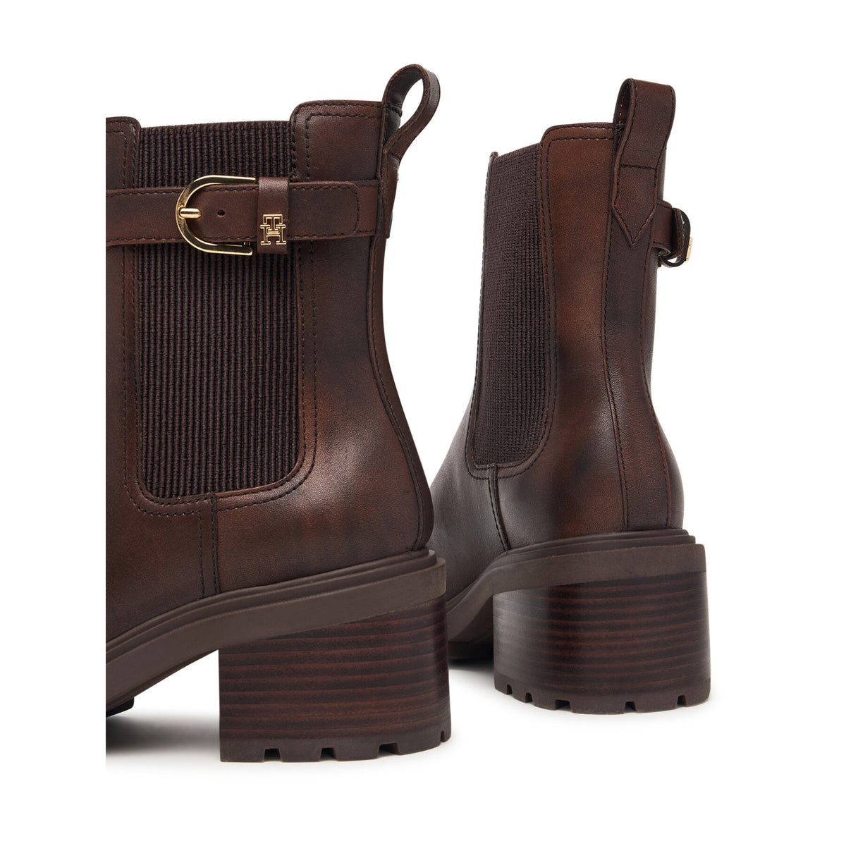 Tommy Hilfiger Боти Block Heel Buckled Chelsea Boot FW0FW09577 Тъмнокафяв