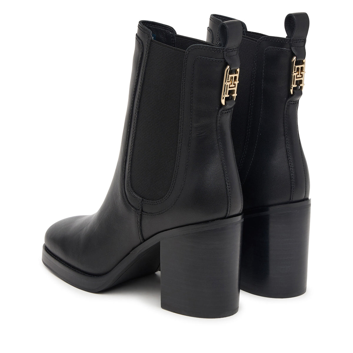 Tommy Hilfiger Боти Ltr Square Toe Heel Chelsea Boot FW0FW09555 Черен
