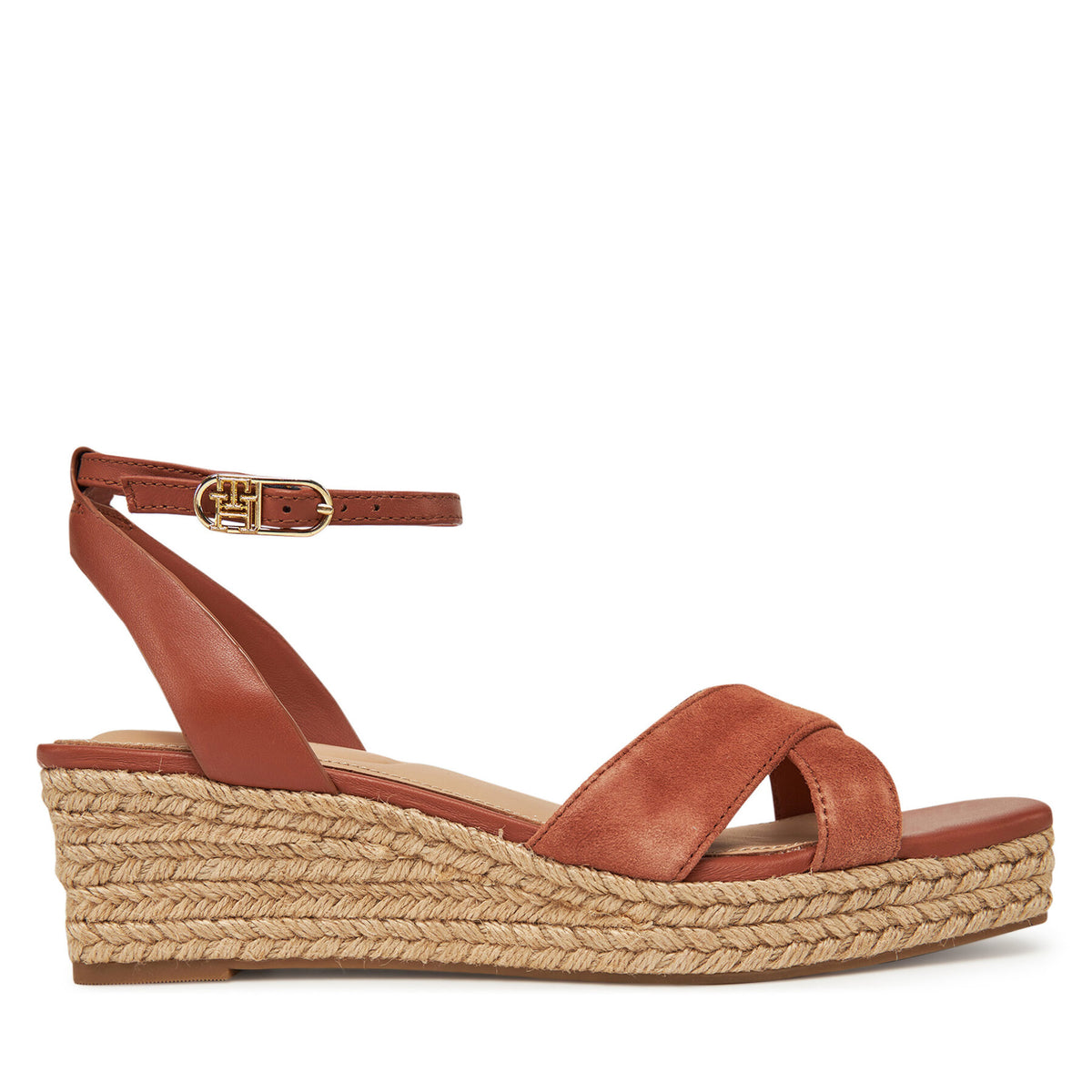 Tommy Hilfiger Еспадрили Leather & Suede Mid Wedge Espad FW0FW08804 Кафяв
