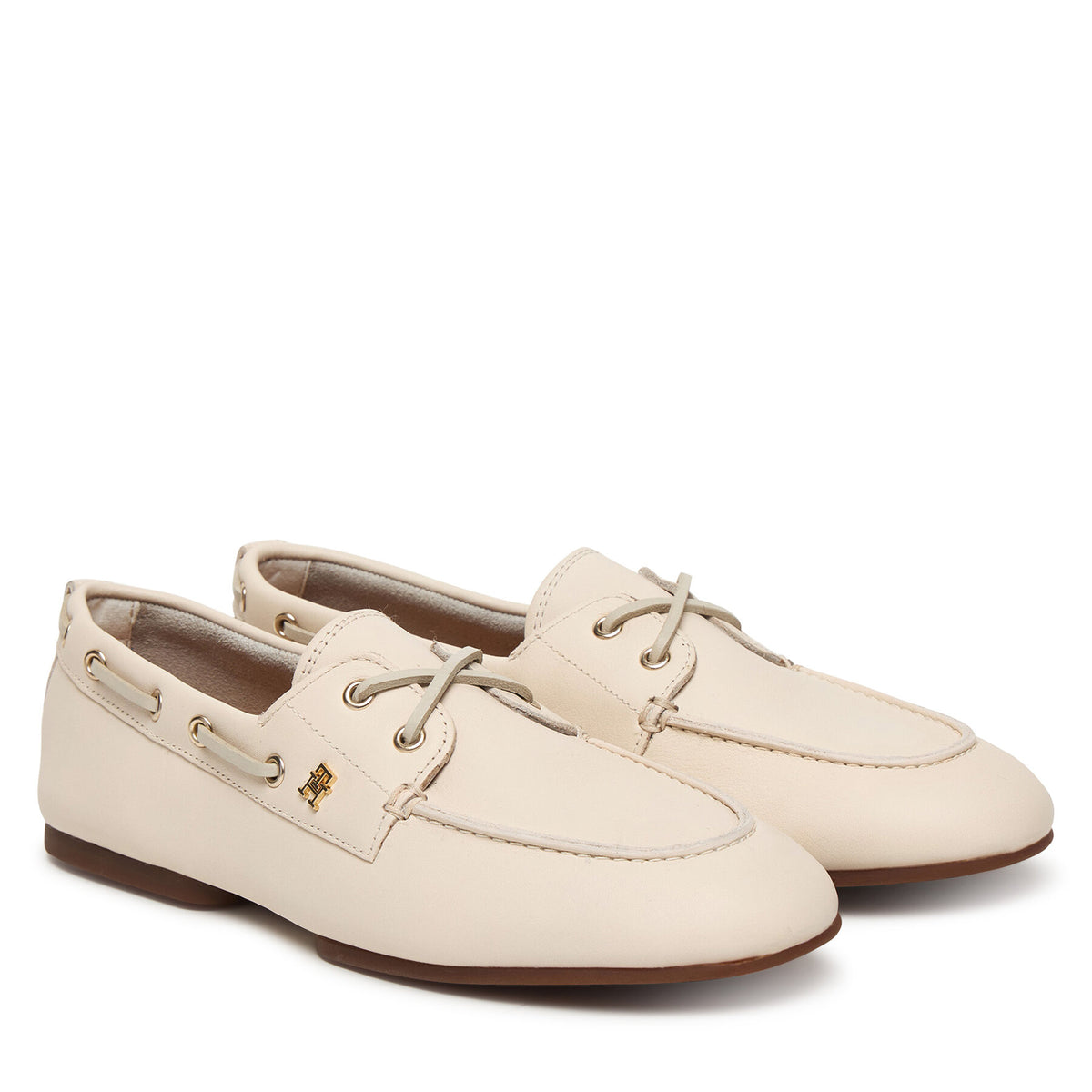 Tommy Hilfiger Обувки Th Sleek Leather Boat Shoe FW0FW09148 Екрю